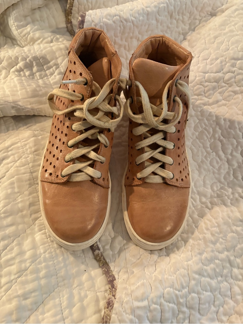 BED|STU Perforated Tan Lace-Up Women's Boots